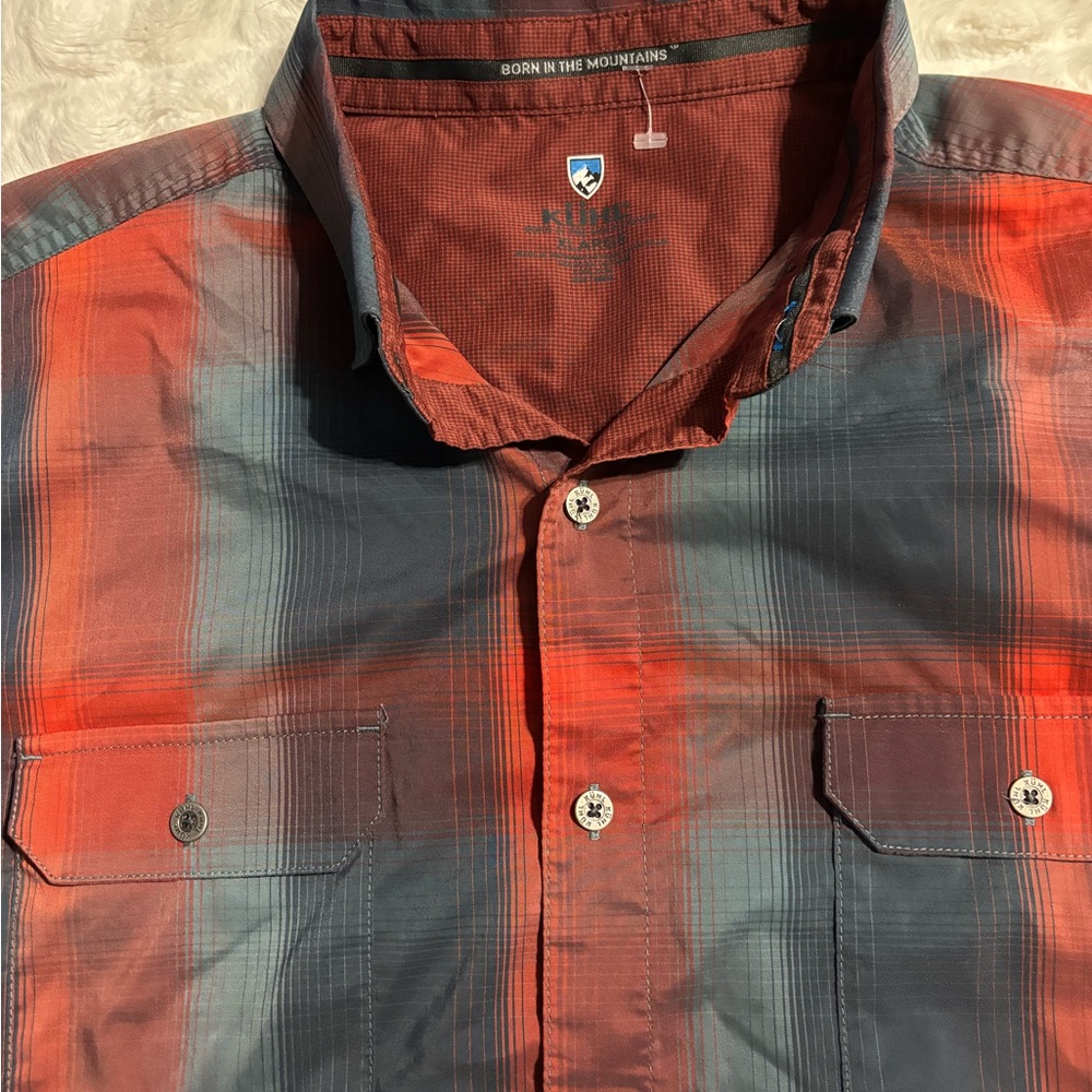 Kuhl Men's Vibrant Red and Charcoal Plaid Shirt
